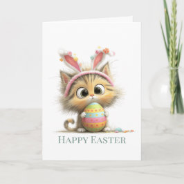 Egg-stra Cute Easter Cat Greeting Card Kort
