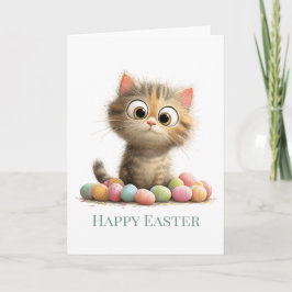 Egg-stra Silly Easter Cat Greeting Card Kort