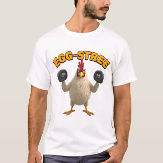 Egg-Streme” Funny Gym Chicken T-shirt Cute Fitness