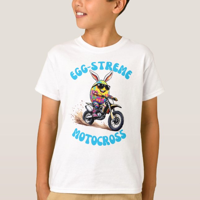 Egg-Streme Motocross - Ostern-Sprücheshirt T Shirt (Framsida)