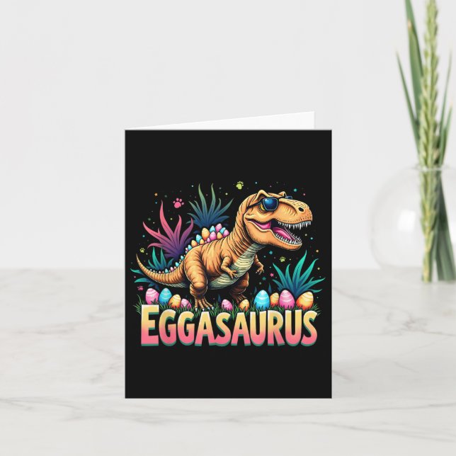 Eggasaurus Påsk Stegosaurus Dinosaur Boys Kids T Kort (Framsida)