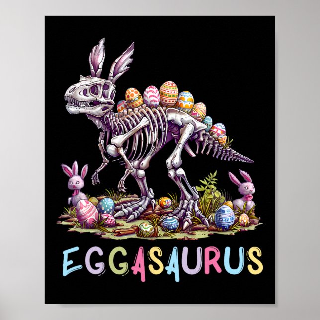 Eggasaurus Påsk Stegosaurus Dinosaur Boys Kids T Poster (Framsidan)