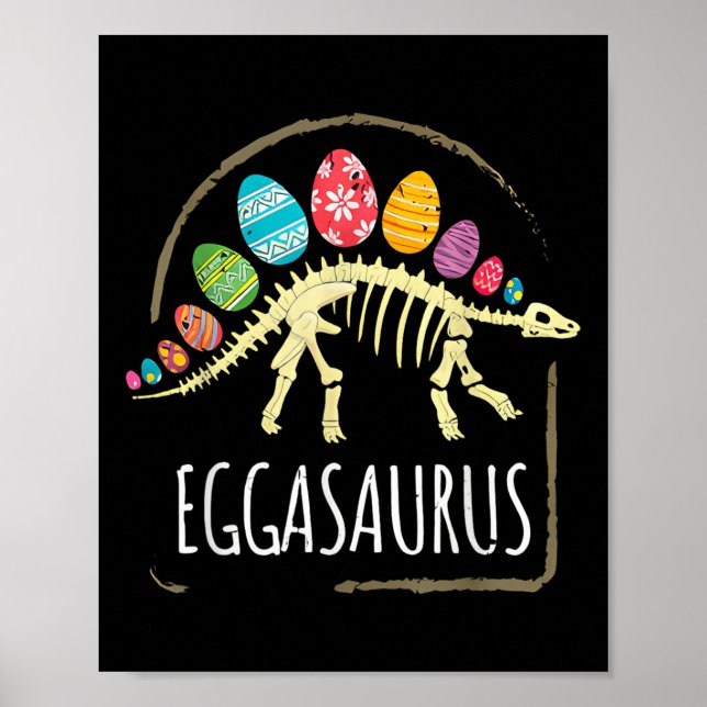 Eggasaurus Påsk Stegosaurus Dinosaur Boys Kids T Poster (Framsidan)