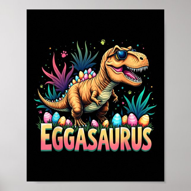 Eggasaurus Påsk Stegosaurus Dinosaur Boys Kids T Poster (Framsidan)