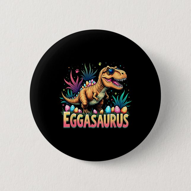 Eggasaurus Påsk Stegosaurus Dinosaurie Pojkar Barn Knapp (Framsida)