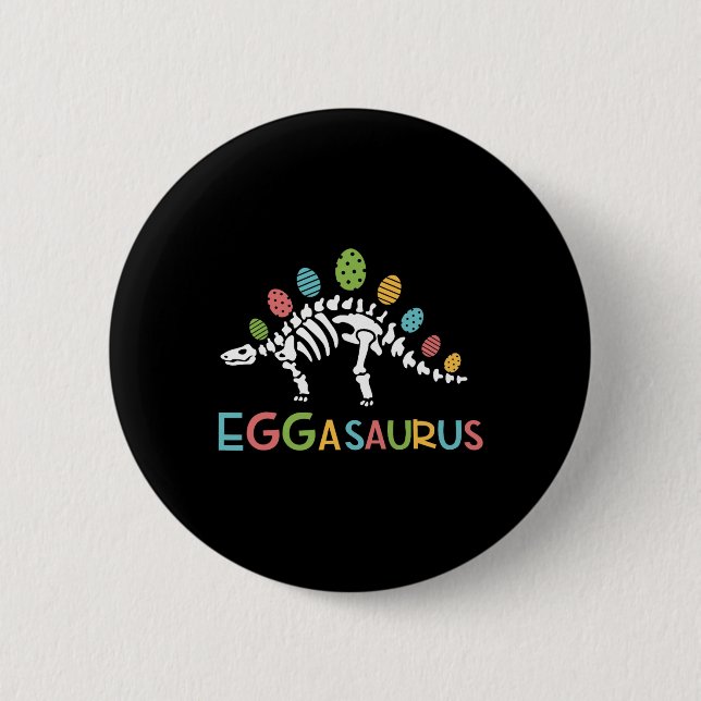 Eggasaurus Påsk Stegosaurus Dinosaurie Pojkar Barn Knapp (Framsida)