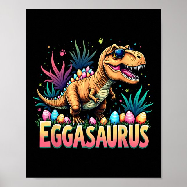 Eggasaurus Påsk Stegosaurus Dinosaurie Pojkar Barn Poster (Framsidan)