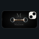 Eggbut Snaffle Bit Monogrammed Equestrian<br><div class="desc">För hästar och hästälskare har den här personligens telefonfodral en trompe l'oeil-illustration av en kopparmun- och äggstötbit mellan ditt monogram och namn.</div>