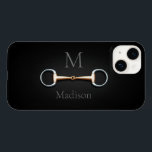 Eggbut Snaffle Bit Monogrammed Equestrian<br><div class="desc">För hästar och hästälskare har den här personligens telefonfodral en trompe l'oeil-illustration av en kopparmun- och äggstötbit mellan ditt monogram och namn.</div>