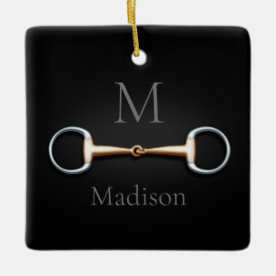 Eggbut Snaffle Bit Monogrammed Equestrian Julgransprydnad Keramik