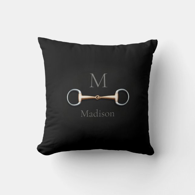 Eggbut Snaffle Bit Monogrammed Equestrian Kudde (Framsida)