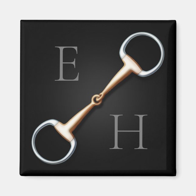 Eggbut Snaffle Bit Monogrammed Equestrian Magnet (Framsidan)