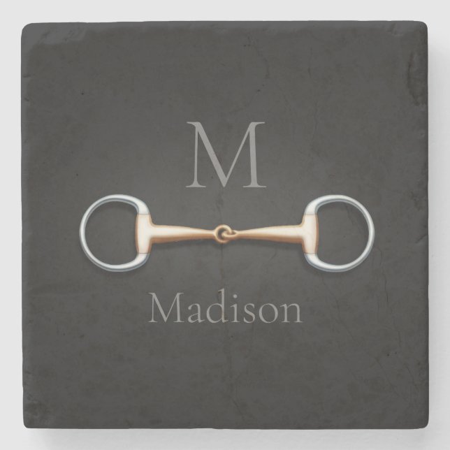 Eggbut Snaffle Bit Monogrammed Equestrian Stenunderlägg (Framsidan)