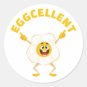 Eggcellent Cute Funny Smiling Egg Runt Klistermärke
