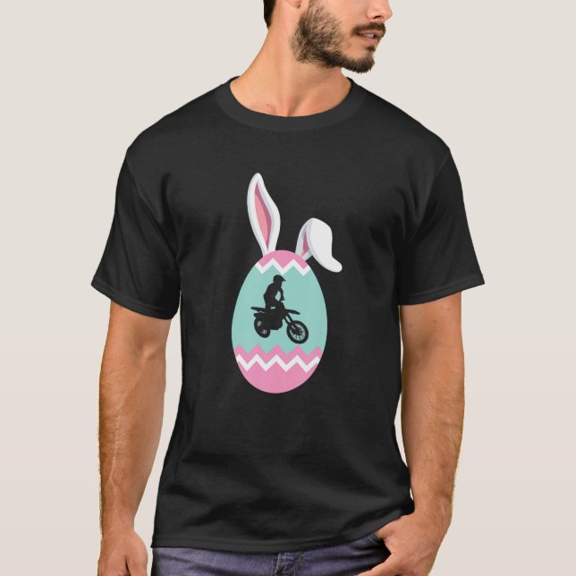 Eggcellent Dirt Bike Påskägg Bunny Öron Gift T Shirt (Framsida)
