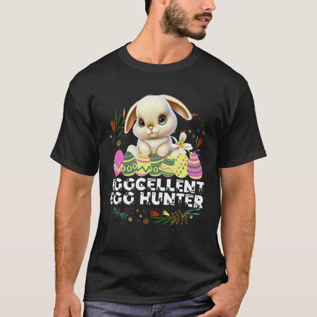 Eggcellent Egg Hunter Easter Bunny Cute Rabbit Bun T Shirt (Framsida)