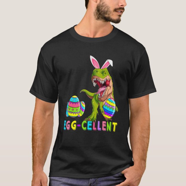 Eggcellent Eggs Cellent Hunter Dinosaur Bunny rex T Shirt (Framsida)
