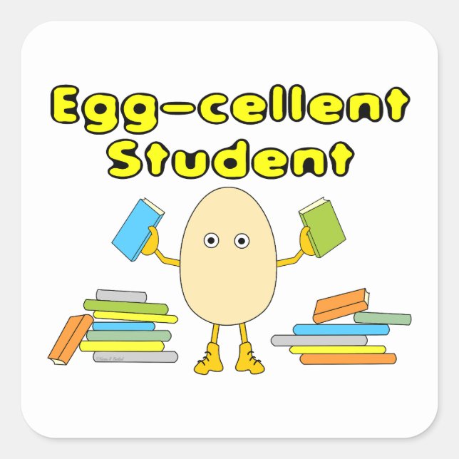 Eggcellent Student Fyrkantigt Klistermärke (Framsida)