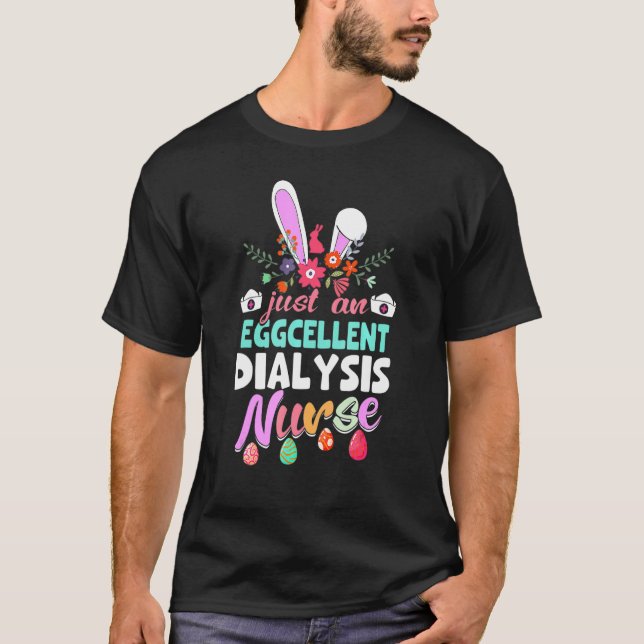 Eggcellig dialys Nurse Påskhare Öron Medica T Shirt (Framsida)