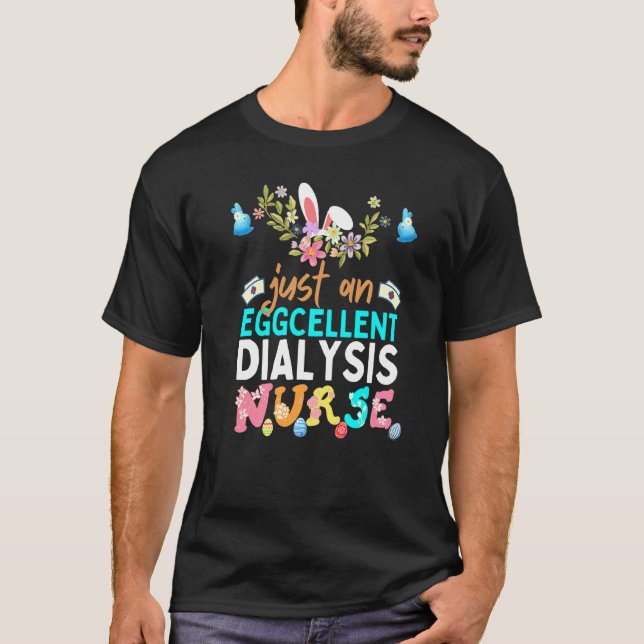 Eggcellig dialys Nurse Påskhare Öron Medica T Shirt (Framsida)