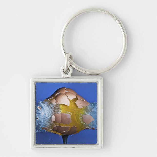 Eggceptional Fyrkantig Silverfärgad Nyckelring (Framsidan)