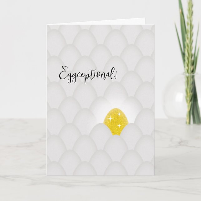Eggceptional! Yellow Glitter Egg Congratulations Kort (Framsida)