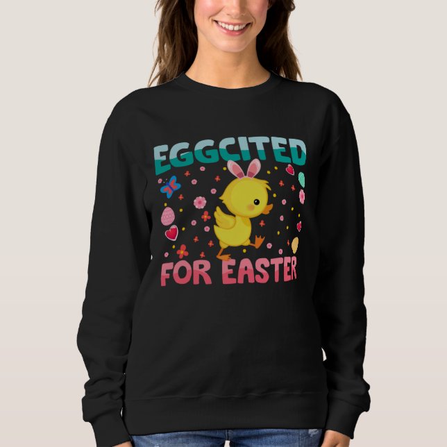 Eggcited For Easter Bunny Duck Rabbit  Kids T Shirt (Framsida)