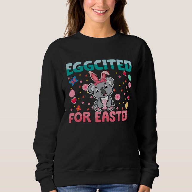 Eggcited For Easter Bunny Koala Rabbit Kids T Shirt (Framsida)