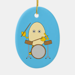 Egghead Drummer Julgransprydnad Keramik
