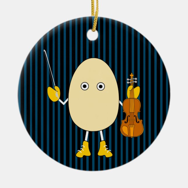 Egghead Violinist Julgransprydnad Keramik (Framsidan)