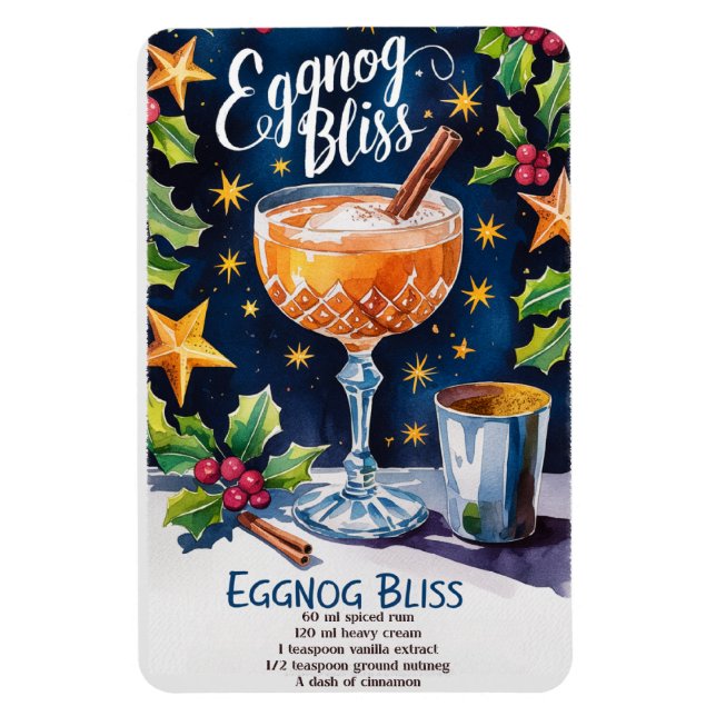 Eggnog Bliss Helgdag Cocktail Recipe Magnet (Vertikal)