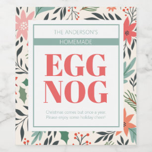 Eggnog Food and Beverage Label Set Vinflaska Etikett