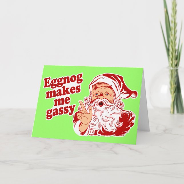 Eggnog gör Santa Flatulent Helgkort (Framsida)