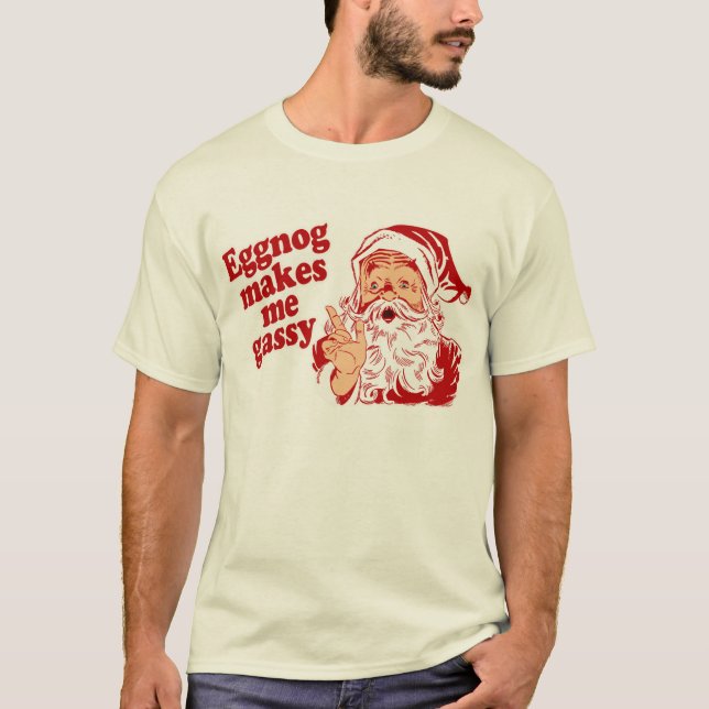 Eggnog gör Santa Flatulent T-shirt (Framsida)