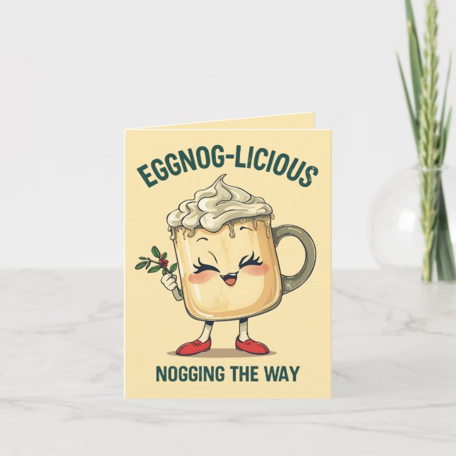Eggnog-licious – Funny Christmas Eggnog Pun  Kort (Framsida)