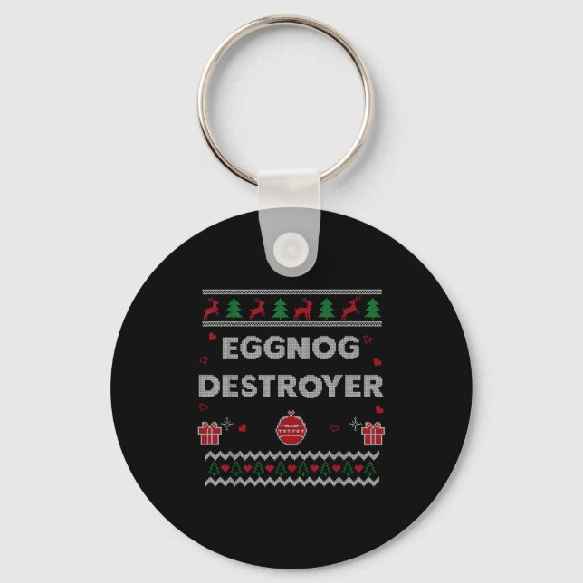 Eggnog Lover Funny Ugly Christmas Style Xmas Gift  Nyckelring (Framsida)