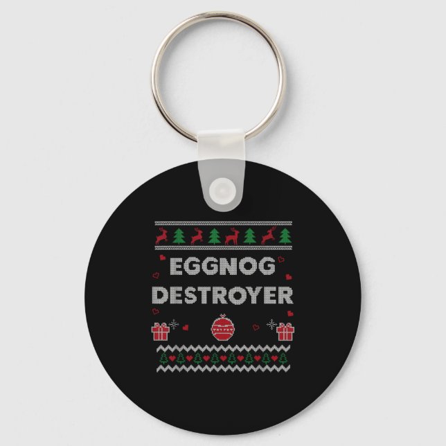 Eggnog Lover Funny Ugly Christmas Style Xmas Gift  Nyckelring (Framsida)