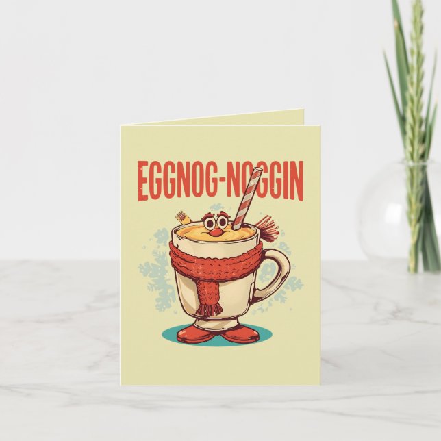 Eggnog-noggin – Funny Christmas Eggnog Pun  Kort (Framsida)