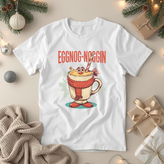 Eggnog-noggin - Ljusken Jul Eggnog Pun T Shirt (Skapare uppladdad)