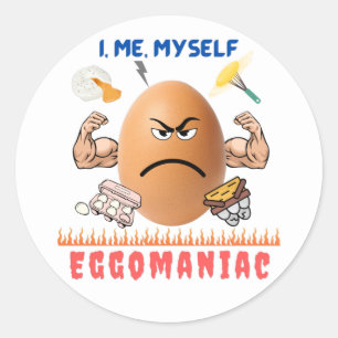 Eggomaniac, Badass Egg!   Glad påsk Funny  Runt Klistermärke