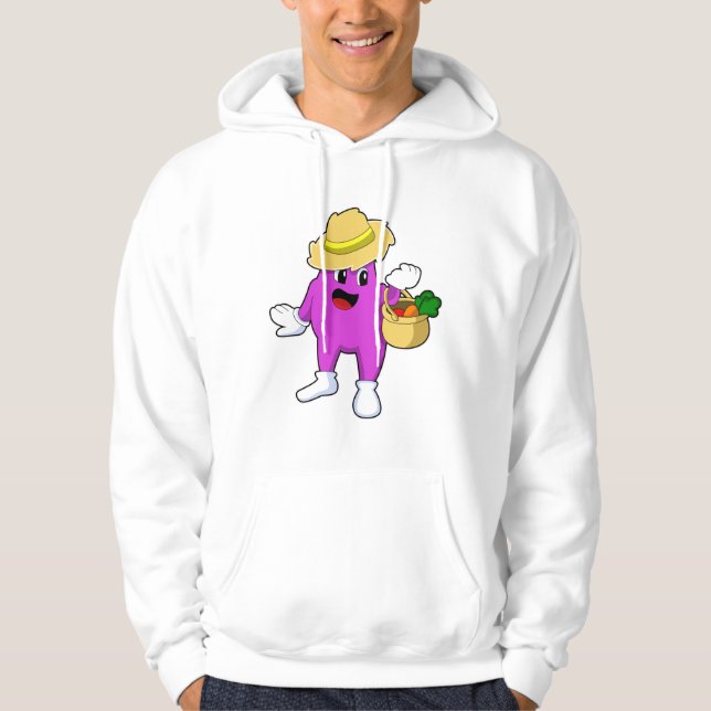 Eggplant as Farmer med morot Hoodie (Framsida)