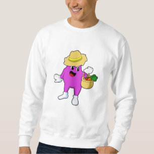 Eggplant as Farmer med morot Lång Ärmad Tröja