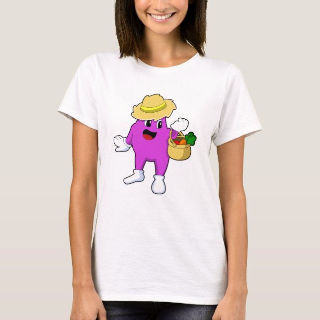 Eggplant as Farmer med morot T Shirt (Framsida)