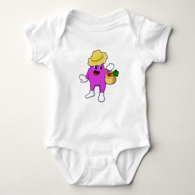 Eggplant as Farmer med morot T Shirt (Framsida)