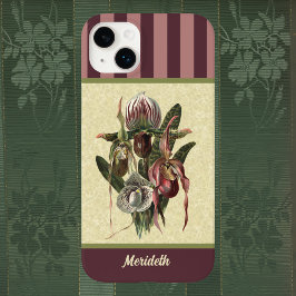 Eggplant Boho Grönt Dam Slipper Orchid med Namn