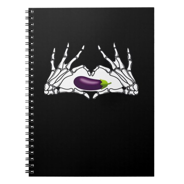 Eggplant Classic - Skeleton Händer Heart Anteckningsbok (Framsidan)