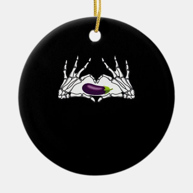 Eggplant Classic - Skeleton Händer Heart Julgransprydnad Keramik (Framsidan)