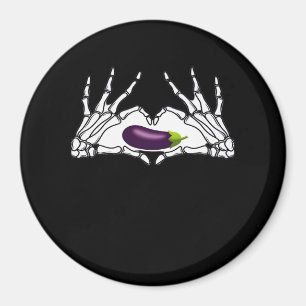 Eggplant Classic - Skeleton Händer Heart Magnet