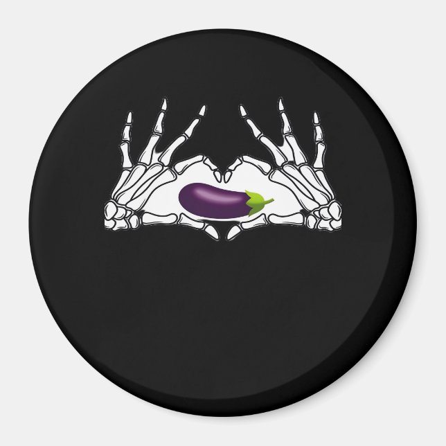 Eggplant Classic - Skeleton Händer Heart Magnet (Framsidan)