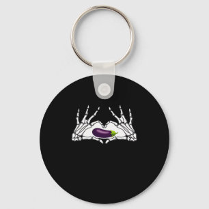 Eggplant Classic - Skeleton Händer Heart Nyckelring